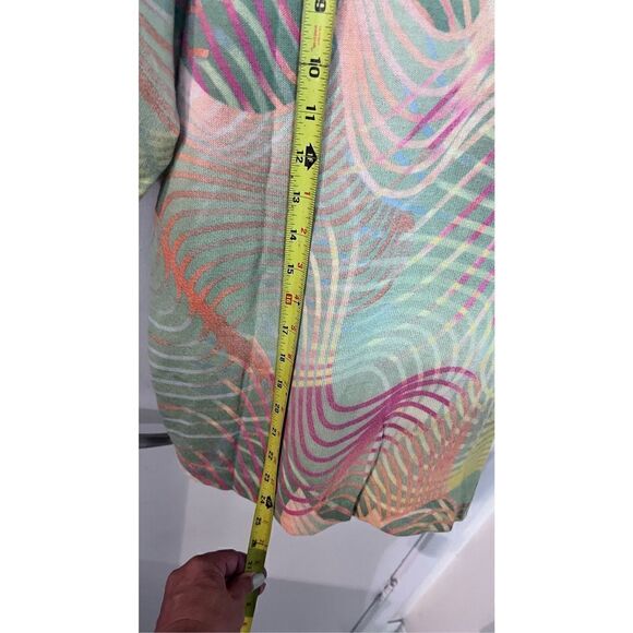 Paolo Zodesco Women's Wavy Pattern Short Sleeve Multicolor Casual Tee Size L - Picture 9 of 11